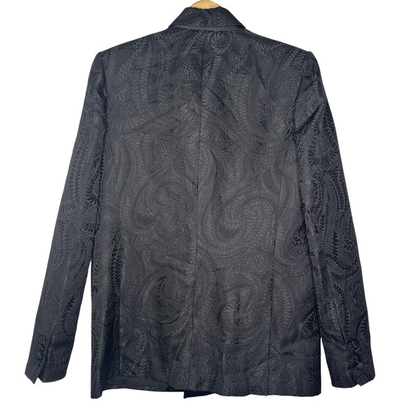 A.L.C. Women's Black Floral Textured Double-Breasted Blazer Suit Jacket | Size 6 - Picture 5 of 5